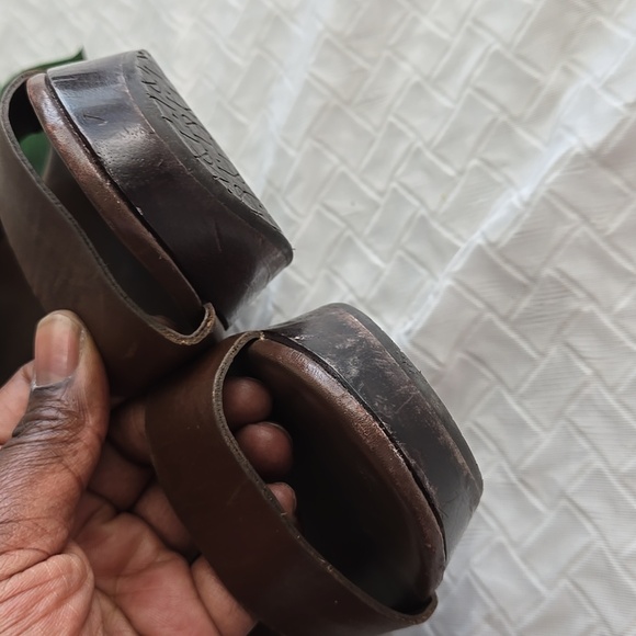 Diane Von Furstenberg Brown Leather Wedge Sandals Eclectic Minimalist - Picture 6 of 12